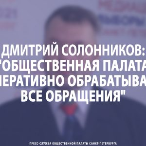Дмитрий Солонников: «Общественная палата Петербурга оперативно обрабатывает все обращения»